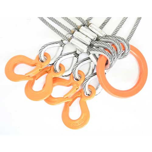 玉掛策 JIS 径9ｍｍ 長2.5ｍ 荷重1.95t ４点吊 ワイヤーロープスリング J4-9-25