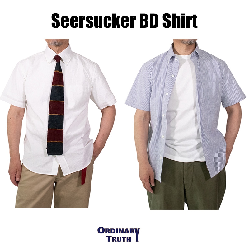 シアサッカー ボタンダウンシャツ 夏物