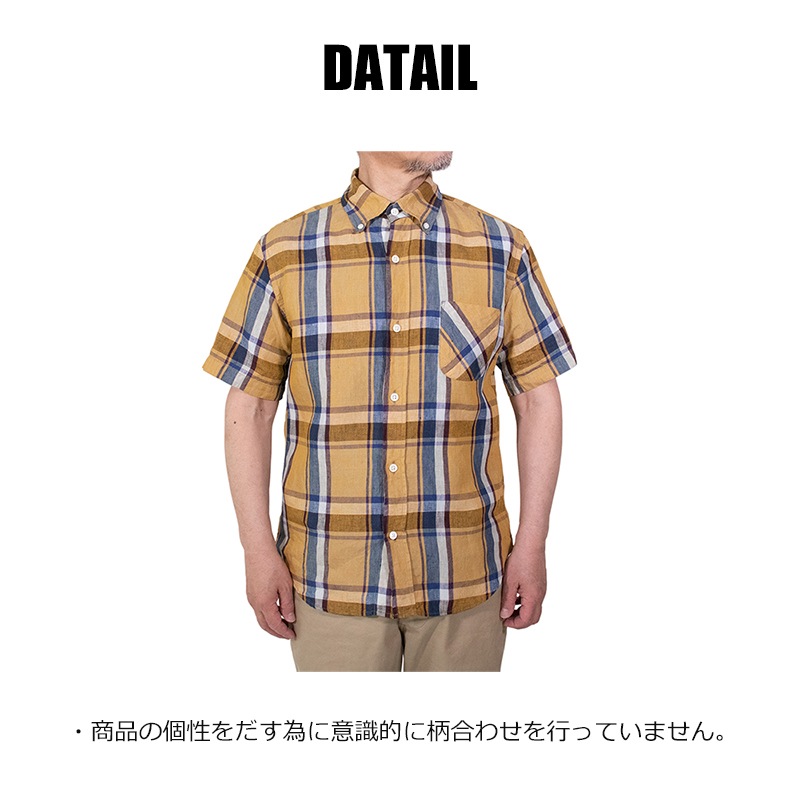 リネンマドラスチェック ボタンダウンシャツ 夏物