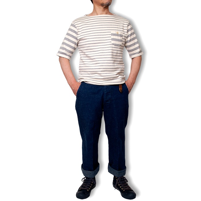 Out Let バスクシャツ メンズ 着こなし ボーダーtシャツ 半袖tシャツ ボートネック グレー ネイビー 夏物 日本製 T Shirt Tシャツ Tシャツ 半袖 オーディナリートゥルース本店オーディナリートゥルース メンズアパレル通販