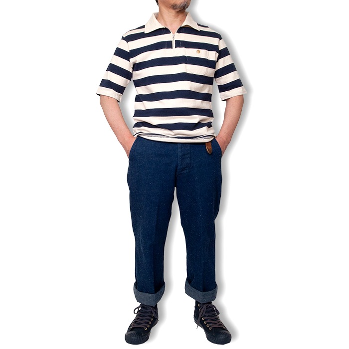 【OUT LET 50%OFF】コットン天竺ボーダー ポロシャツ