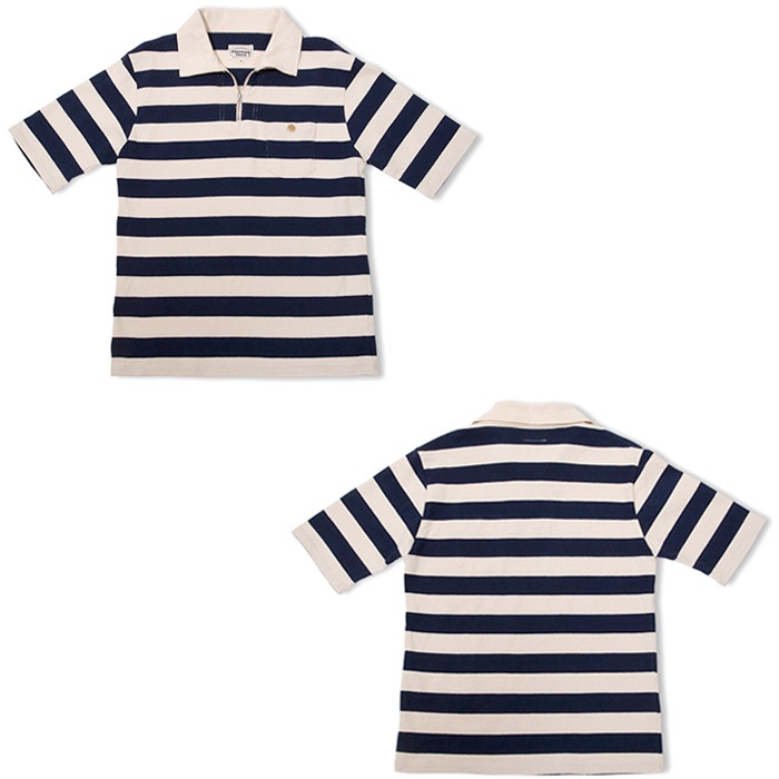 【OUT LET 50%OFF】コットン天竺ボーダー ポロシャツ