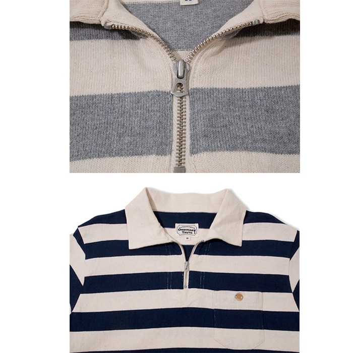 【OUT LET 50%OFF】コットン天竺ボーダー ポロシャツ
