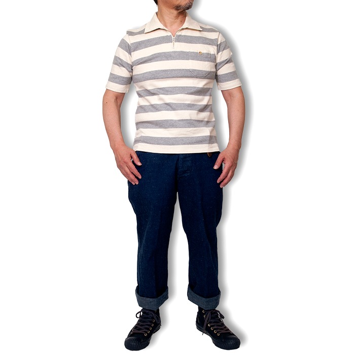 【OUT LET 50%OFF】コットン天竺ボーダー ポロシャツ