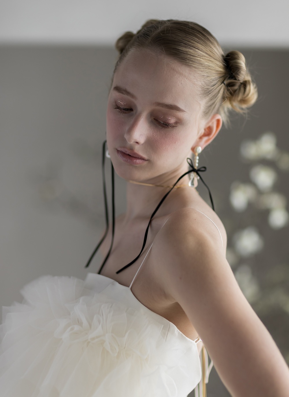 SMORK ribbon BK earring or pierce（スモーク）