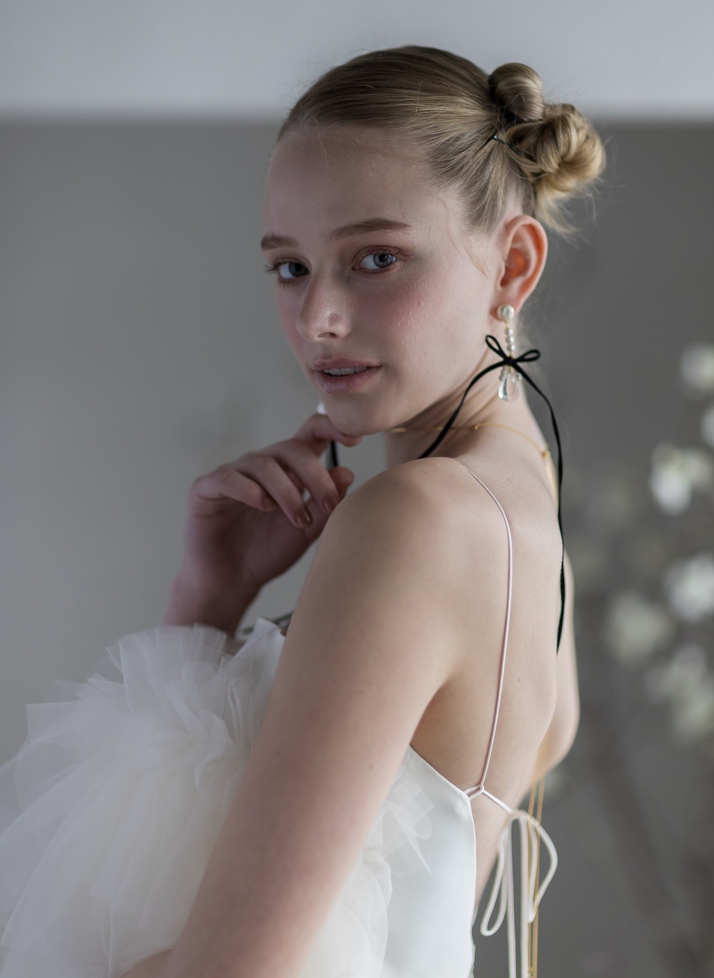 SMORK ribbon BK earring or pierce（スモーク）