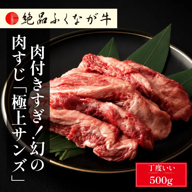 【大変好評につき再入荷!!】絶品ふくなが牛 肉付きすぎ！幻の肉すじ「極上サンズ」500g