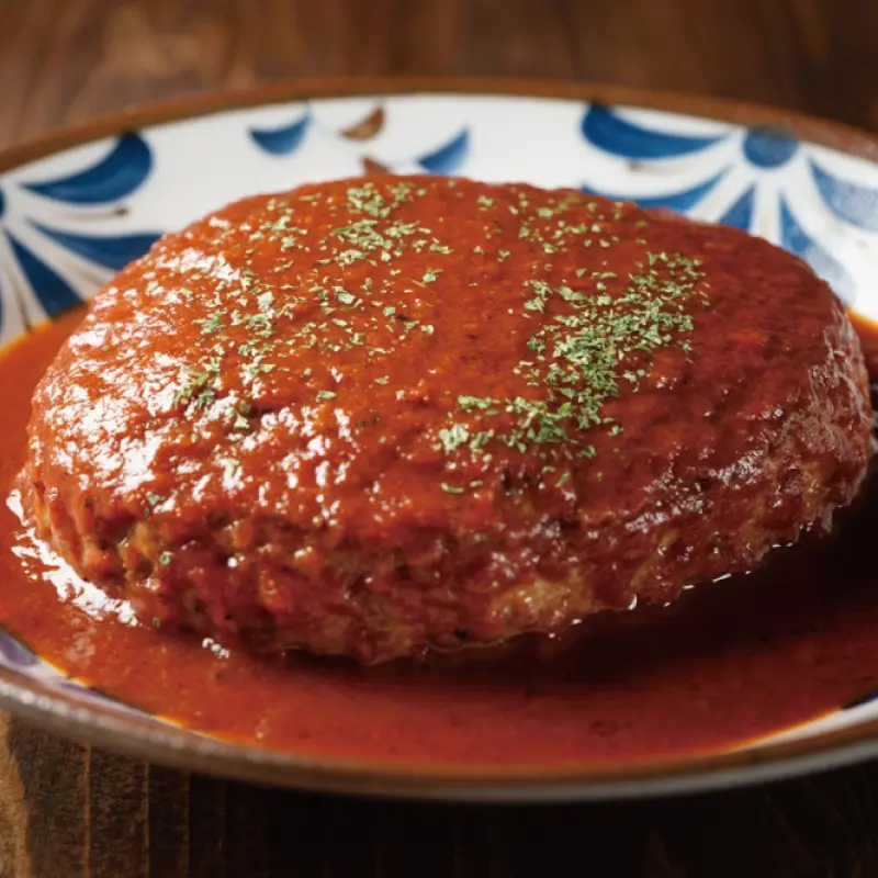 ジューシーハンバーグ ガーリックトマトソース