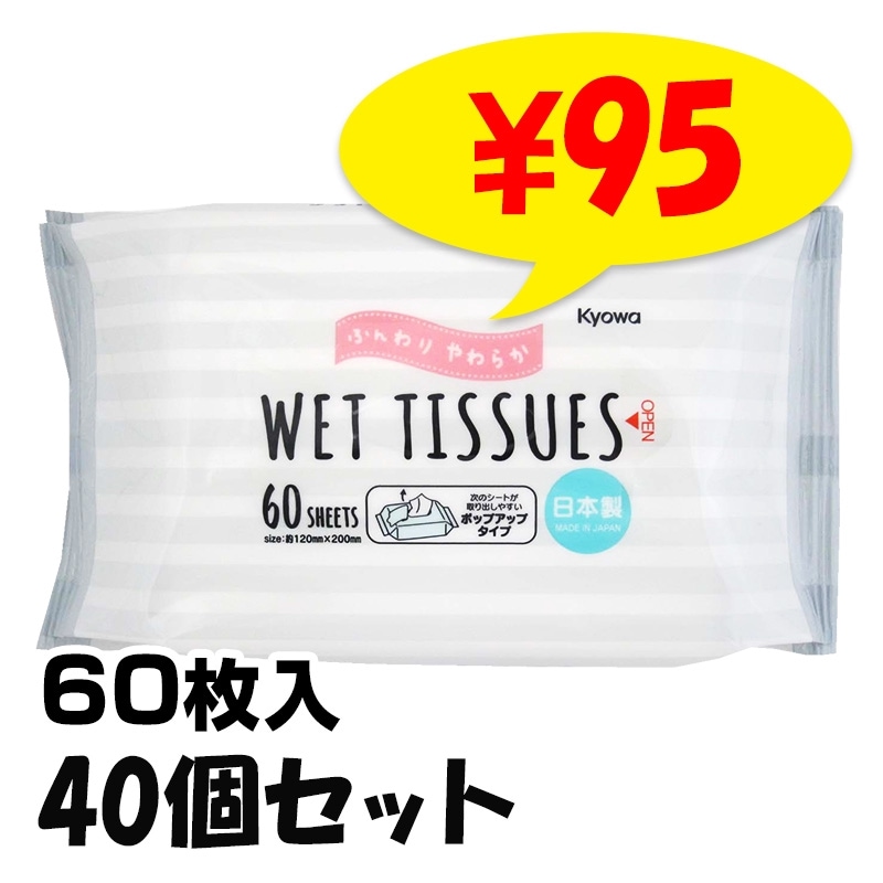 ウェットティッシュBorder 60枚入り 100個セット(5c/s)(03-122) 日本製