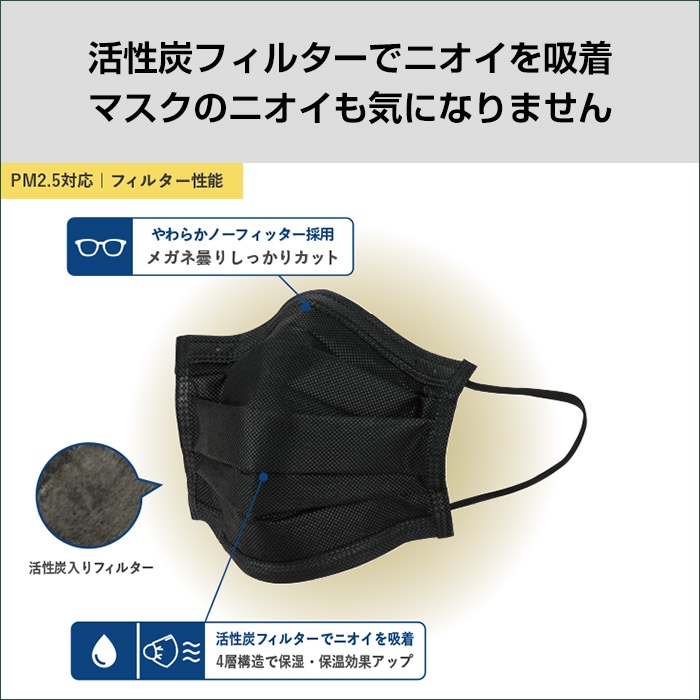 BMC活性炭入り黒マスク 5枚入×200袋セット(1c/s)｜卸スタジアム