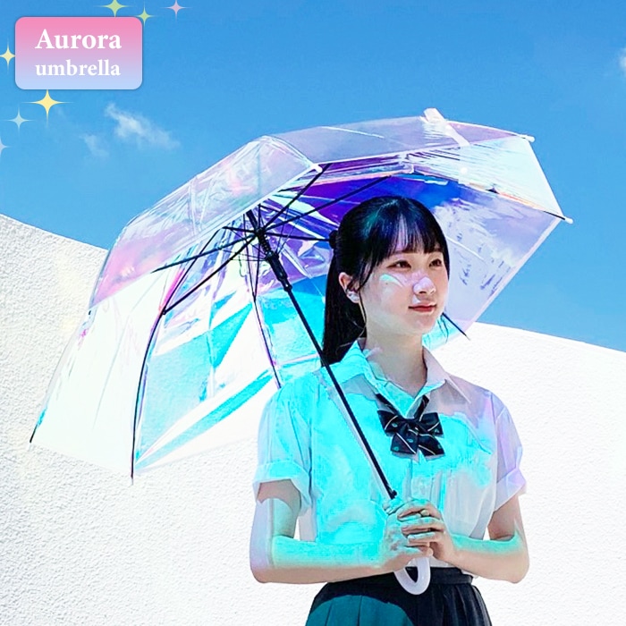 オーロラ製　麗傘　　ブルー　ほぐし織り　　長傘　　雨傘　トレカ 16本骨 cru_umb0006_9.jpg