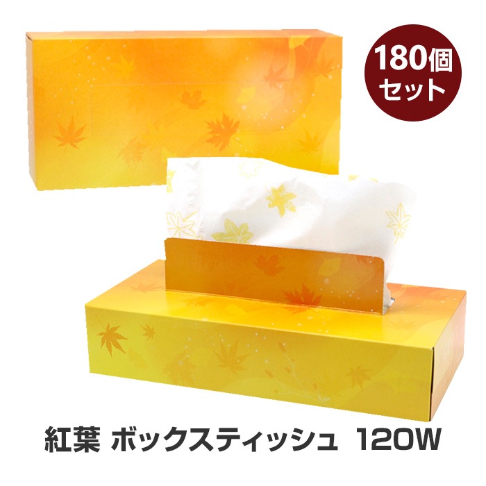 2024 紅葉 ボックスティッシュ 120W 180個セット(3c/s)(20120139)｜卸