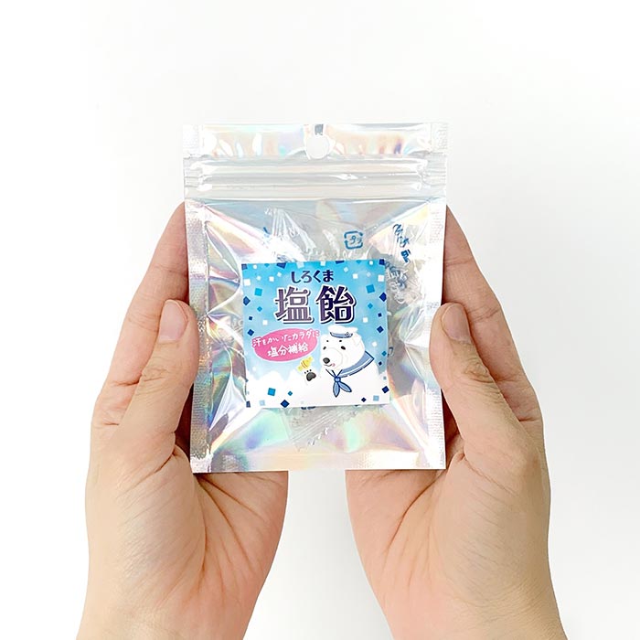 amama♡即日発送♡ ホワイトS メール便(24個まで)】しろくま塩飴 キラキラバッグ 1袋3粒入 塩