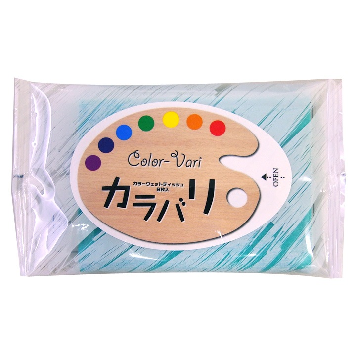 カラバリウェットティッシュ8P 緑 500個セット (5c/s)｜卸スタジアム