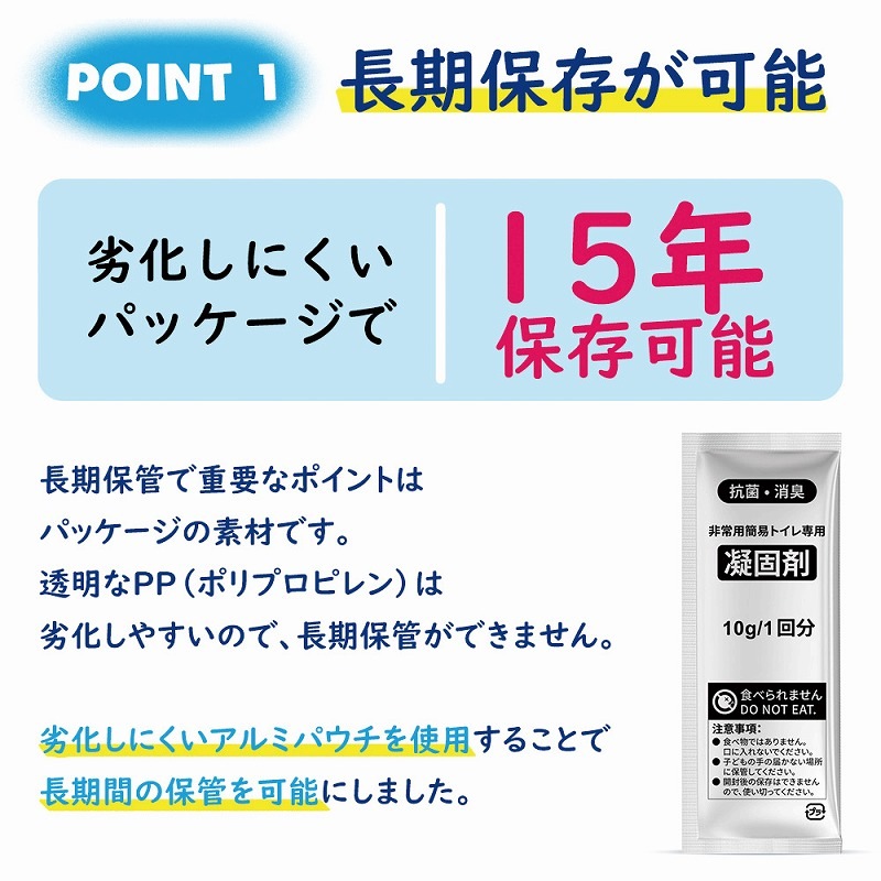 非常用簡易トイレ専用凝固剤 50回分 KO384 15袋セット(計750回分、0.5c