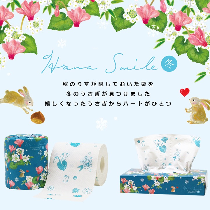 HanaSmile 冬 BOXティッシュ120W 120個セット(2c/s)｜卸スタジアム