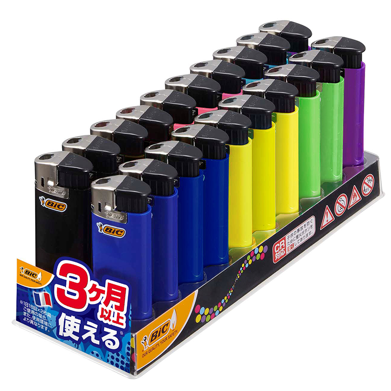 BIC J38 電子ライター ネオンカラー 20本セット｜卸スタジアム