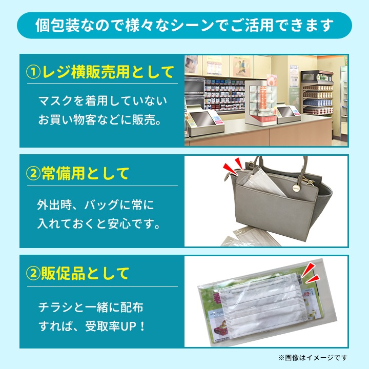 即納】当店オリジナルマスク（個包装タイプ）業務用不織布マスク 三層