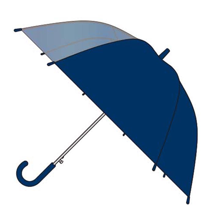 Sg 子供ジャンプ傘55 ネイビー 1パネル透明窓タイプ 180本セット 3c S 55cm子供傘 学童傘 卸スタジアム