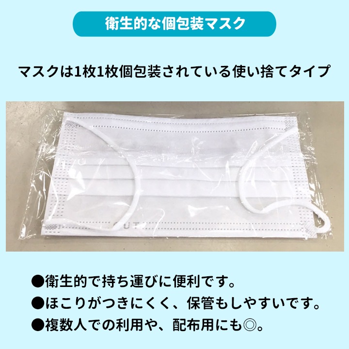 即納】当店オリジナルマスク（個包装タイプ）業務用不織布マスク 三層