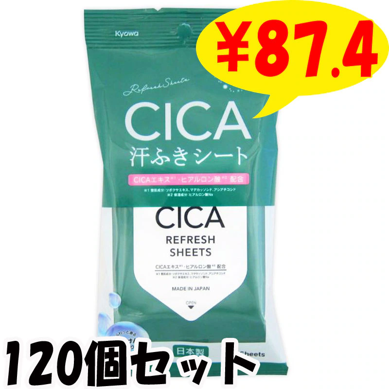 汗ふきシート CICAエキス配合 18枚 120個セット(1c/s)(09-211) 汗拭き