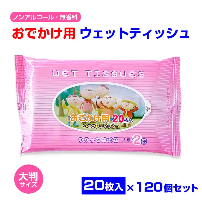 大判 おでかけ用ウェットティッシュ 20枚入 120個セット(1c/s)(N025