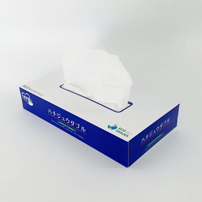 ハチジュウダブル BOXティッシュ80W 5P×24袋セット（120個、1c/s