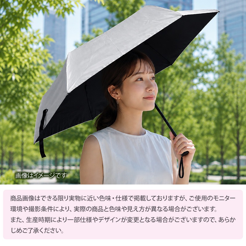 即納】日傘 晴雨兼用 軽量 折りたたみ傘 50cm 手開き式 白×黒 600本