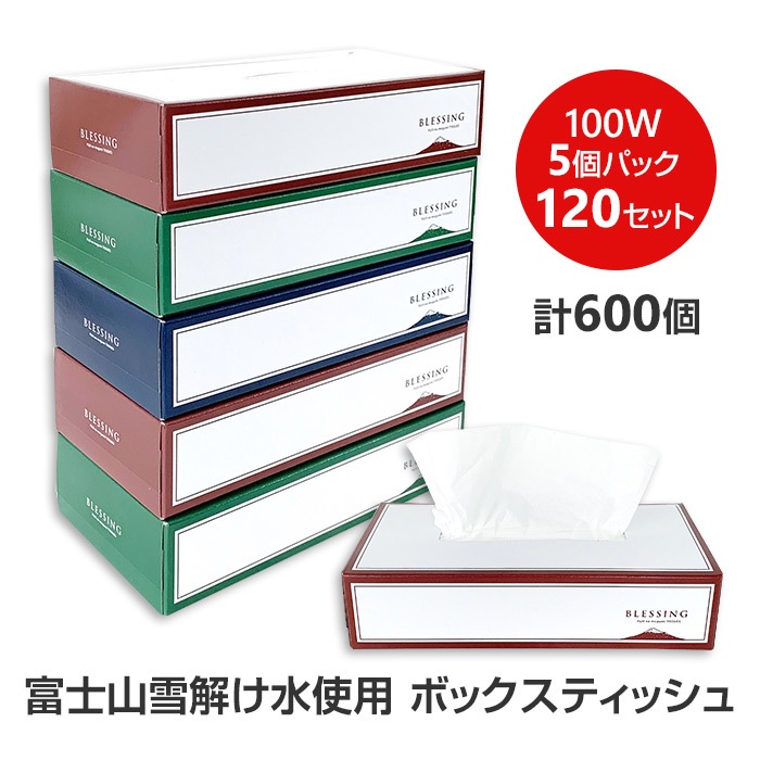 受注生産】ボックスティッシュ BLESSING エコ寸 100W 既製品 5個パック