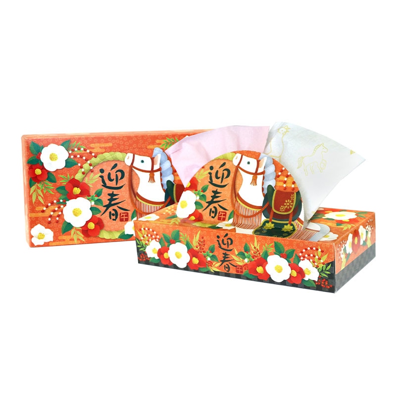 2026 干支 BOXティッシュ 120W 60個セット (1c/s) 午年 ボックス