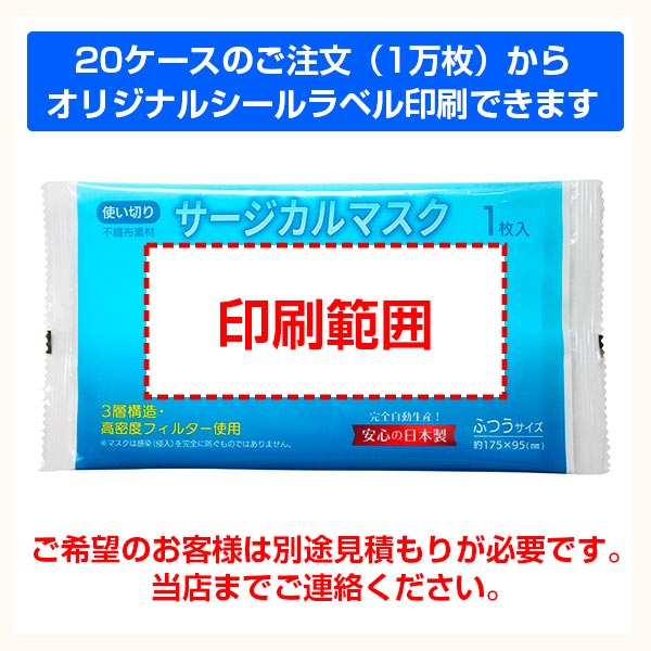 日本製 サージカルマスク(個包装、完全自動生産)1枚入 500枚セット(1c