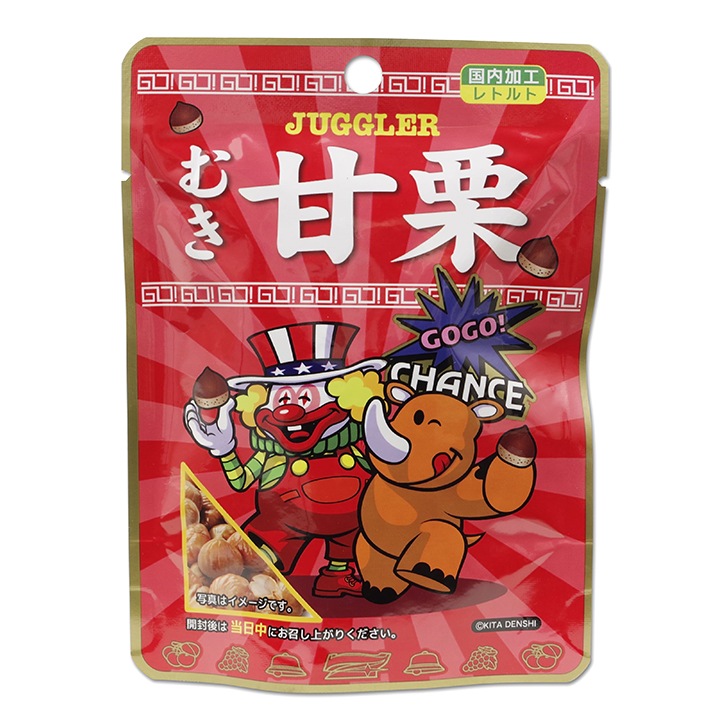 ジャグラー むき甘栗 150袋（1c/s） パチキャラお菓子 はだま 景品｜卸