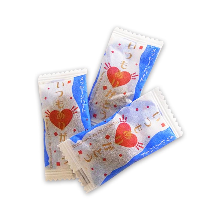メッセージハート いつもありがとうチョコ 500g (約150個) 袋売り｜卸