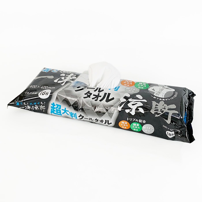 超大判クールタオル 暑さもニオイも一凍涼断 18枚入 12個セット(1c/s