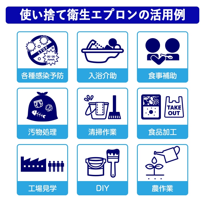 即納 使い捨て衛生エプロン 男女兼用フリーサイズ 10枚セット 卸スタジアム
