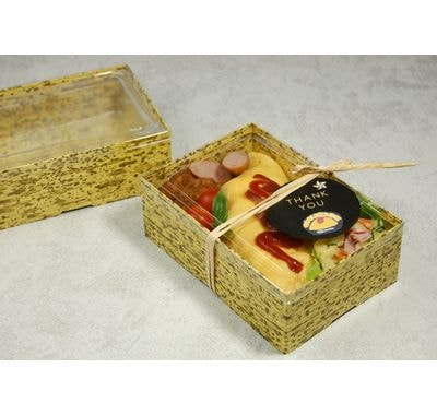 ガーリックオムライス（パッケージ） (ｶﾝﾀﾝ紙折BOX PTEOB-170-57 透明ふた付) *容器のみです　中身･副資材は付いていません