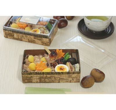 栗ごはん(竹皮ﾊｲﾌﾞﾘｯﾄﾞBOX TXHB-8H 透明ふた付のみ)*中身･副資材は付いていません