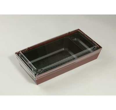 はり箱 PHR-209-FT 朱 （50枚パック） 中仕切り 透明ふた付 紙 テイクアウト 高級 惣菜/弁当箱