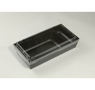 はり箱 PHB-209-FT 黒 （ 中仕切り 透明ふた付） 紙 テイクアウト 高級 惣菜/弁当箱