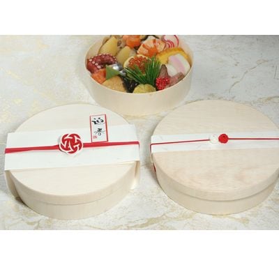 年始のオードブル盛り合わせ(パッケージ) (ｴｺｳｯﾄﾞ容器FLR-03B本体のみ)*木ふた･水引ゴムは別売り *中身･副資材は付いていません