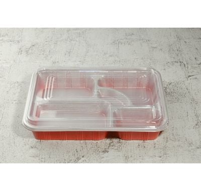 仕出し容器 DX仕切り R-9-N ふた付 20枚パック 267×205×40mm HIPS 大容量 弁当/オードブル