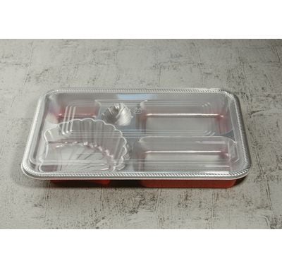 仕出し容器 DX仕切 R-14-M ふた付 20枚パック 318×228×40mm HIPS 大容量 弁当/オードブル