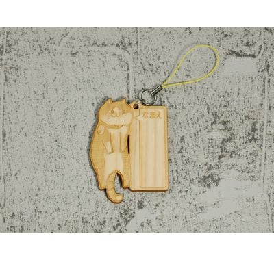 さんじゅーろー　ひのき ストラップ 高梁 みやげ 備中松山城 猫城主