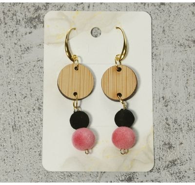 バンブー ピアスC circle ブラック ピンク