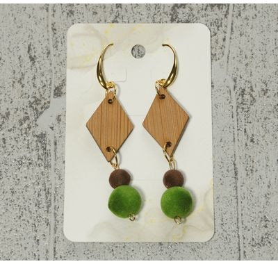 バンブー ピアスF diamond ブラウン グリーン