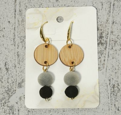 バンブー ピアスG circle グレー ブラック