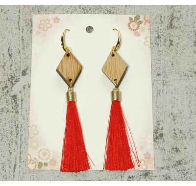 バンブーピアス ロングK diamond レッド