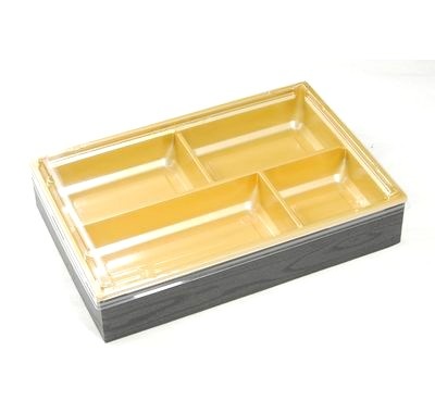 ワン折重 （黒焼杉）透明ふた付 200個パック 90×60-J4-TFT