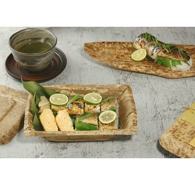 竹皮プレス容器 TPY-200H 高級感 弁当 寿司 惣菜