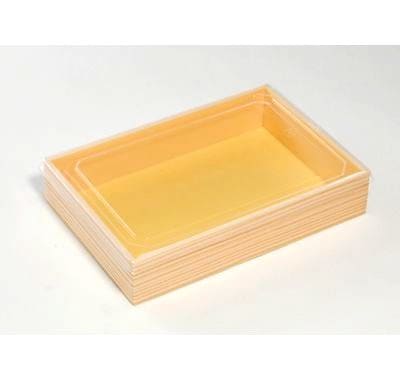弁当・寿司向け｜発泡素材 折箱容器〈木目柄〉｜軽量・保冷｜60個パック｜WSW-415